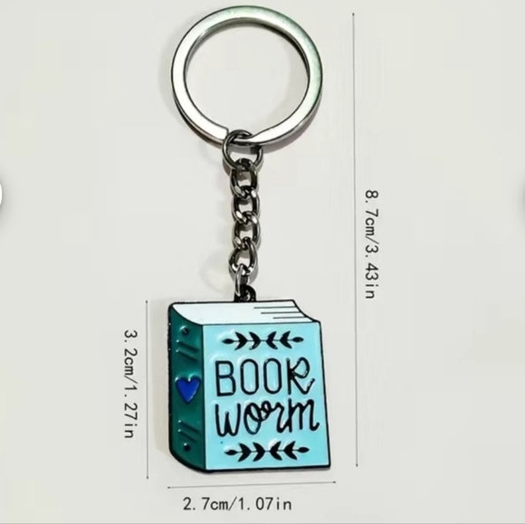 NEW! "Bookworm" w/ Tassel Keychain/Purse 🎒👜 Charm ~ Book Lover Reader Gift 📖 - Picture 3 of 5